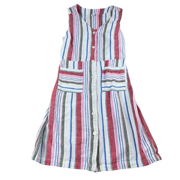 Old Navy Striped Linen Blend Dress Sz Small Sleeveless Button Front Pockets - Picture 9 of 11